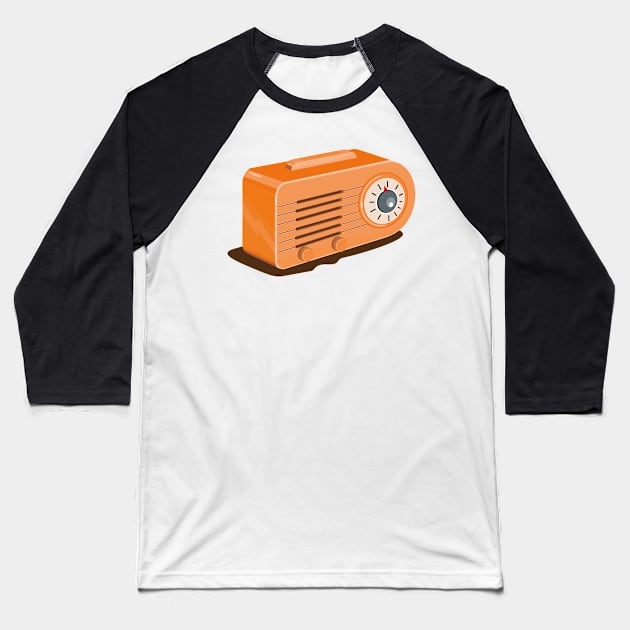 Vintage Transistor Radio Retro Baseball T-Shirt by retrovectors